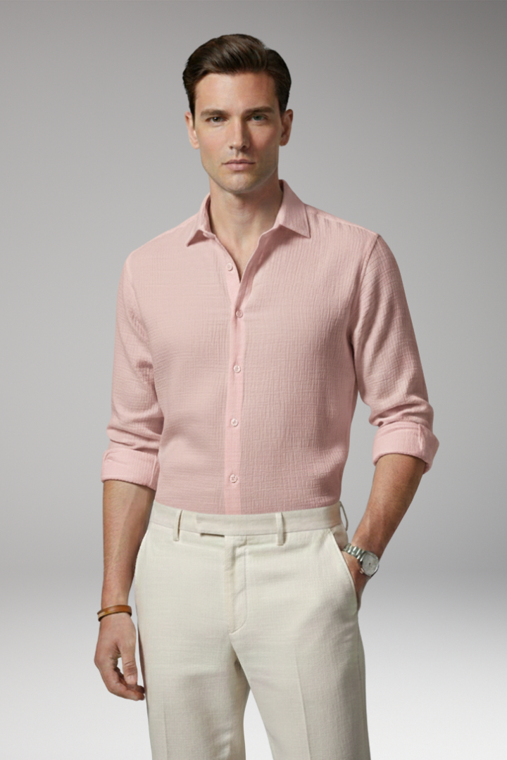 Men's Dress Shirt Italian Collar Button Front