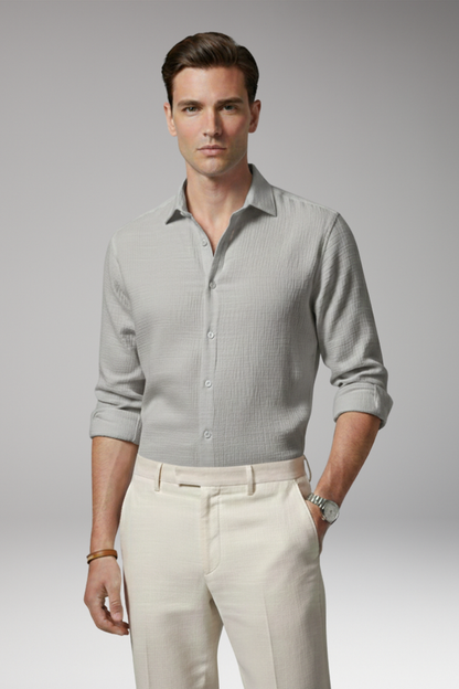 Men's Dress Shirt Italian Collar Button Front