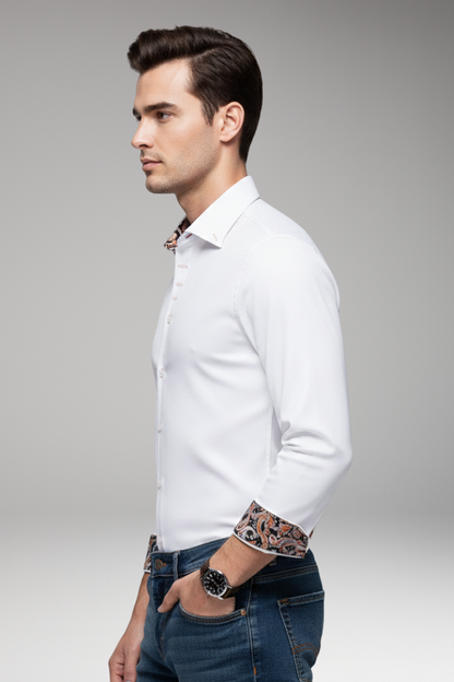 Men's Patterned Dress Shirt Button Cuffs