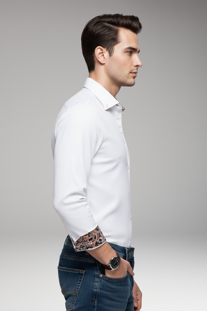 Men's Patterned Dress Shirt Button Cuffs
