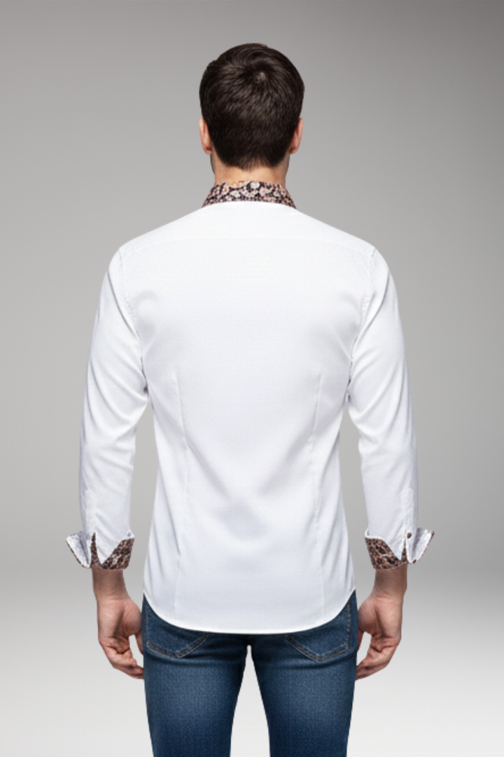 Men's Patterned Dress Shirt Button Cuffs