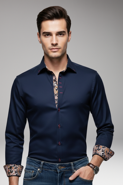 Men's Patterned Dress Shirt Button Cuffs