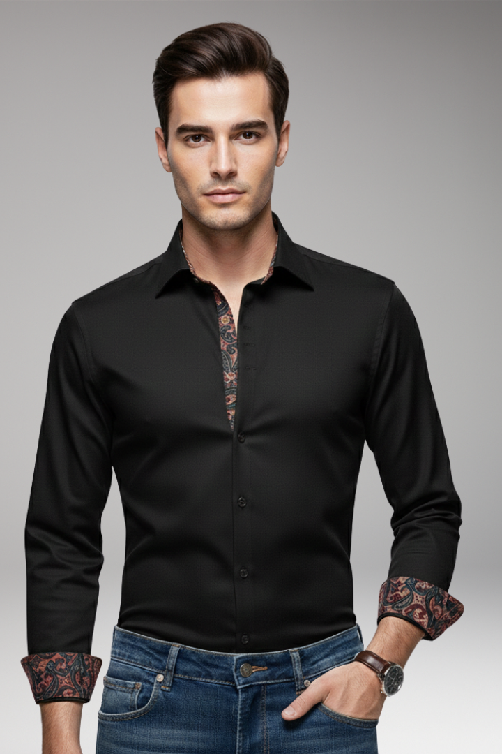 Men's Patterned Dress Shirt Button Cuffs