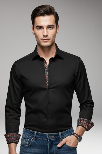 Men's Patterned Dress Shirt Button Cuffs