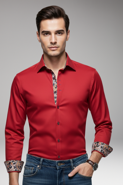 Men's Patterned Dress Shirt Button Cuffs
