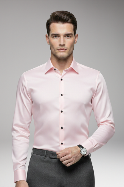 Men's Pointed Collar Dress Shirt Button Front