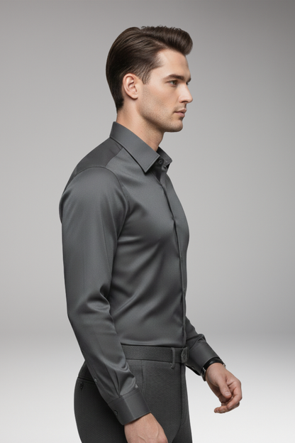 Men's Pointed Collar Dress Shirt Button Front