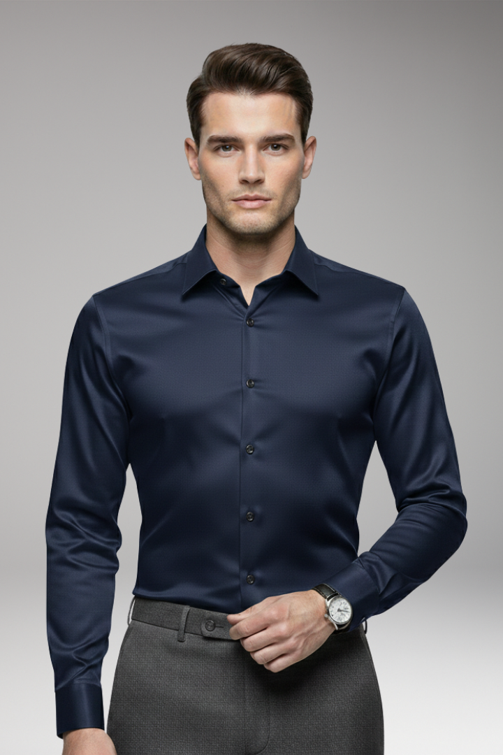 Men's Pointed Collar Dress Shirt Button Front
