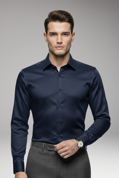 Men's Pointed Collar Dress Shirt Button Front
