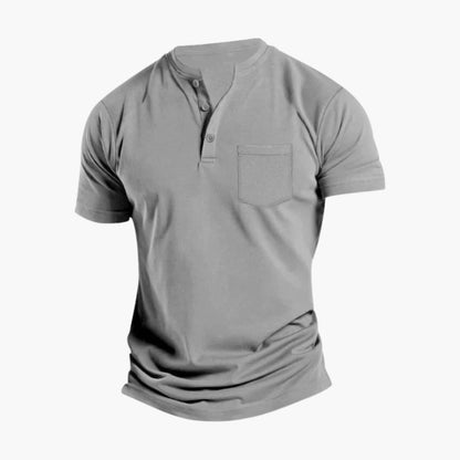 Men's Short Sleeve Henley Shirt Chest Pocket