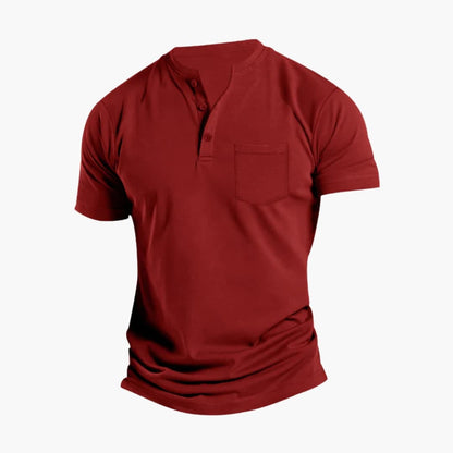 Men's Short Sleeve Henley Shirt Chest Pocket - VibreMode