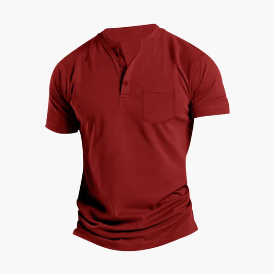 Men's Short Sleeve Henley Shirt Chest Pocket - VibreMode