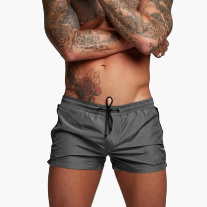 Men's Elastic Waist Shorts Zippered Pockets