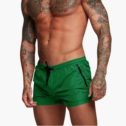 Men's Elastic Waist Shorts Zippered Pockets