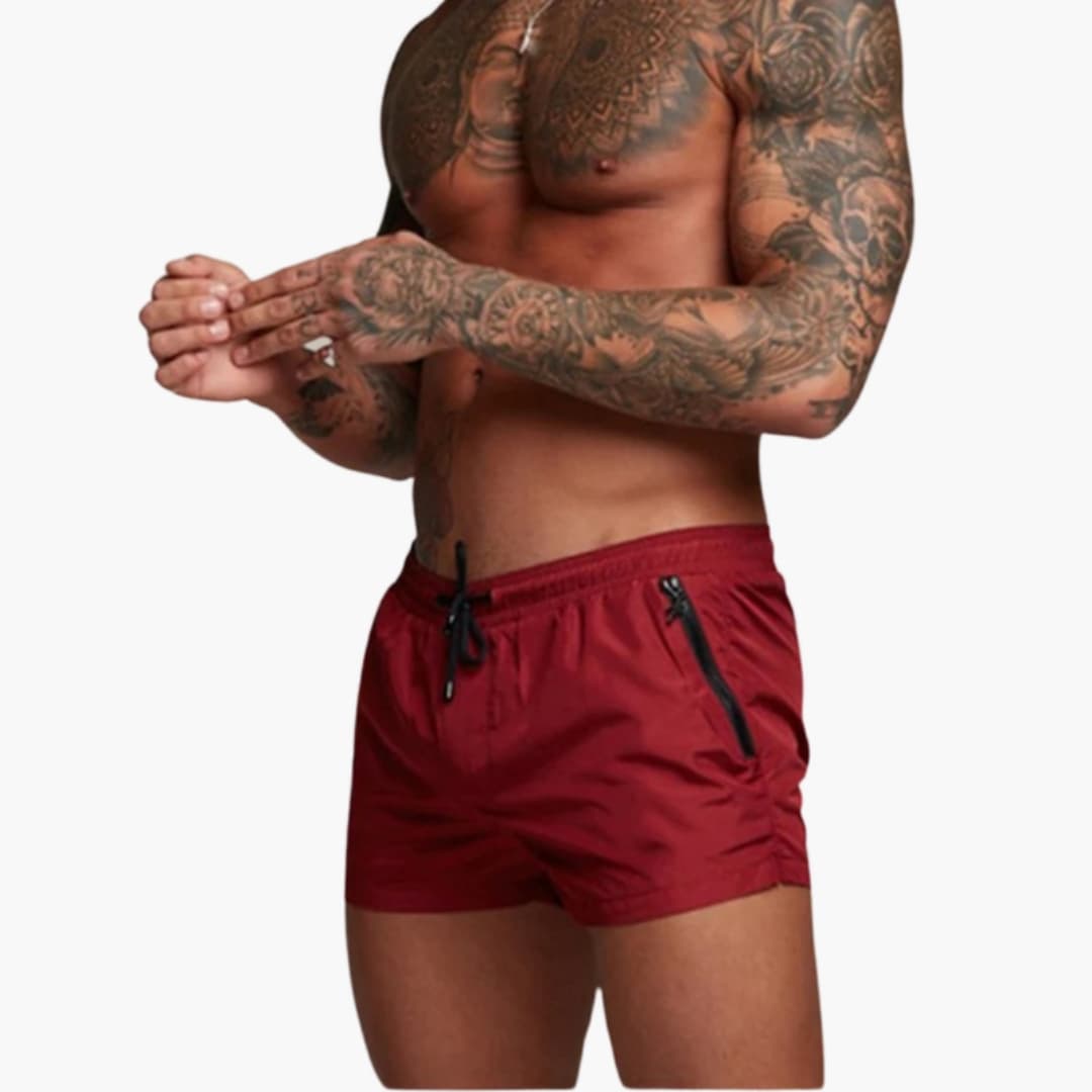 Men's Elastic Waist Shorts Zippered Pockets - VibreMode