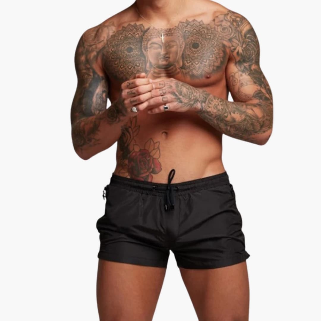 Men's Elastic Waist Shorts Zippered Pockets