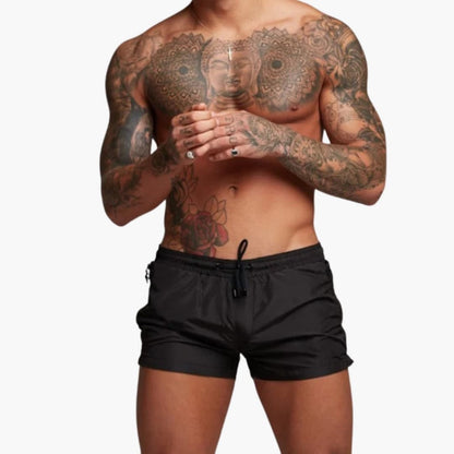 Men's Elastic Waist Shorts Zippered Pockets
