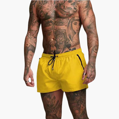 Men's Elastic Waist Shorts Zippered Pockets