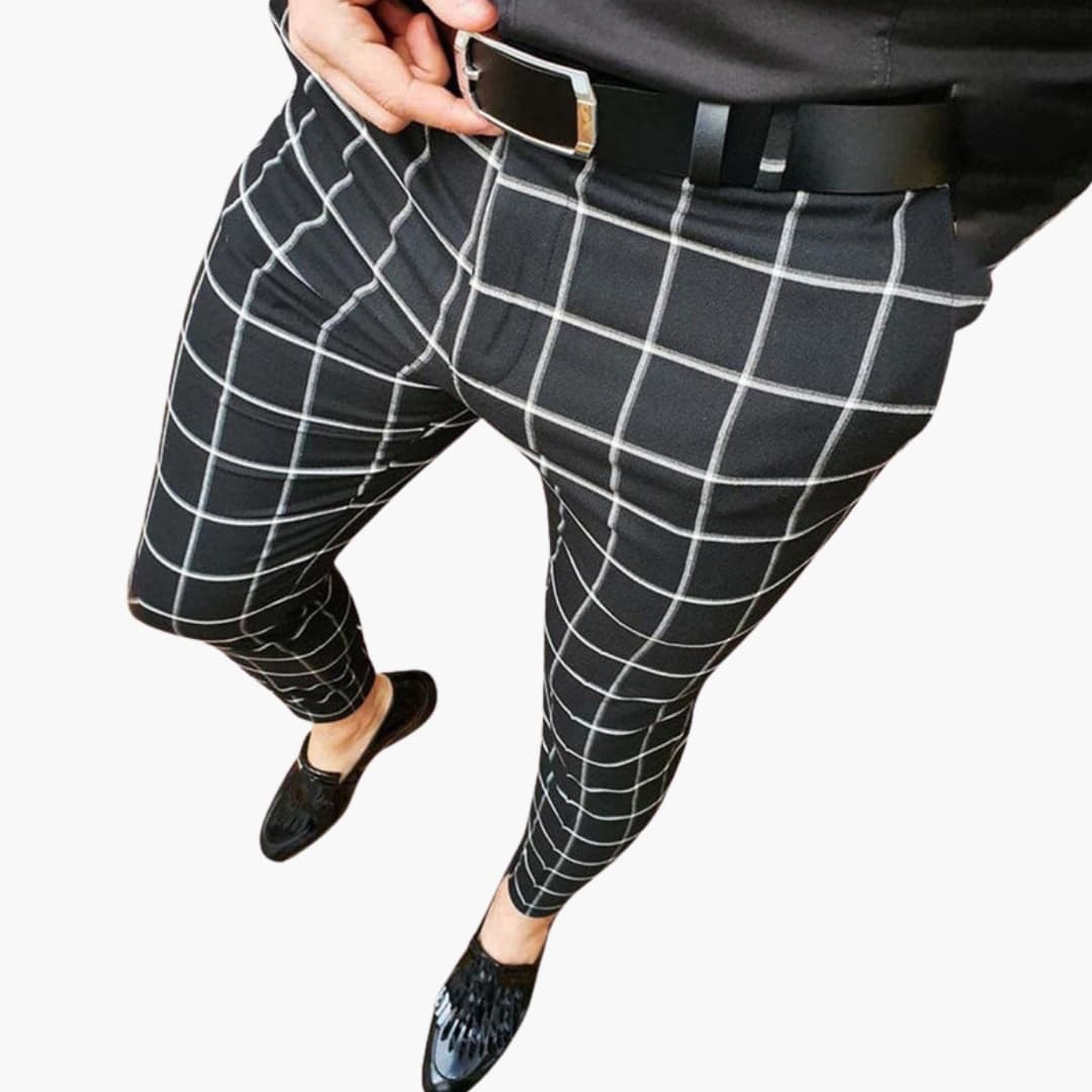 Men's Slim Fit Checkered Pants