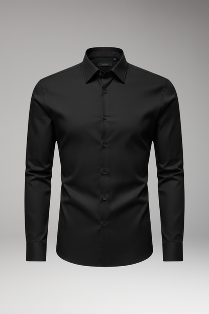 Men's Slim Fit Dress Shirt Pointed Collar Button Front - VibreMode