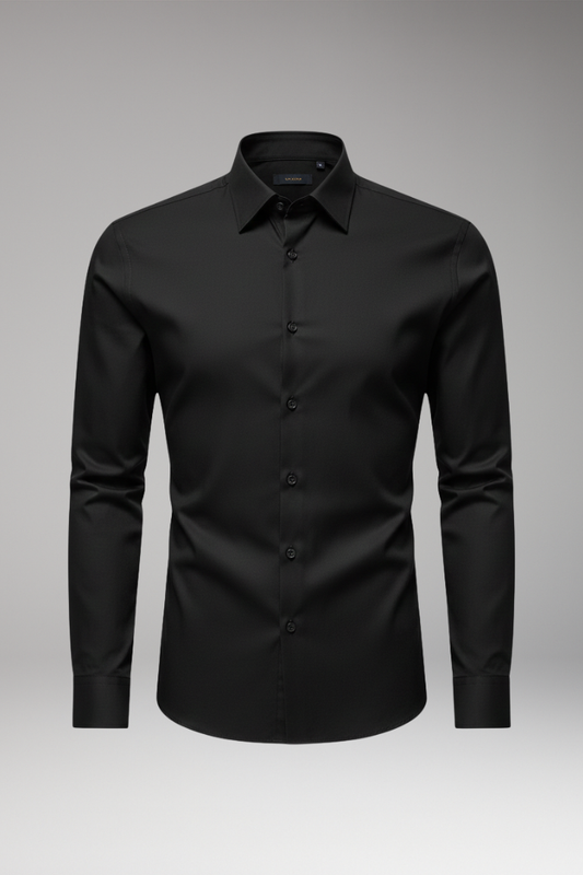 Men's Slim Fit Dress Shirt Pointed Collar Button Front - VibreMode