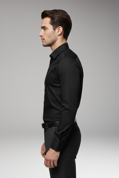 Men's Slim Fit Dress Shirt Pointed Collar Button Front