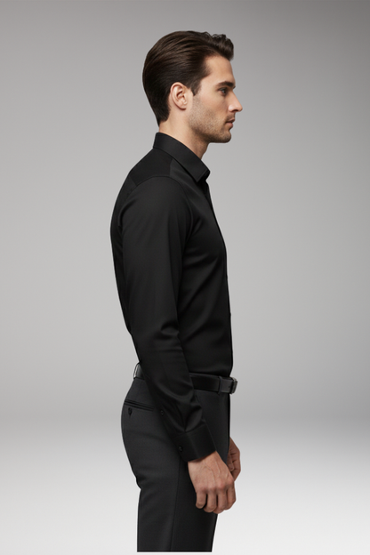 Men's Slim Fit Dress Shirt Pointed Collar Button Front