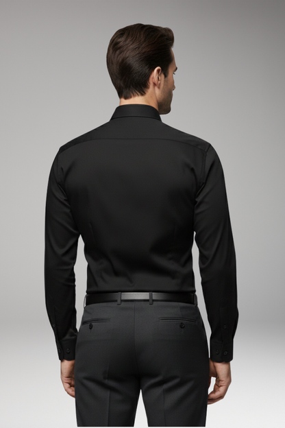 Men's Slim Fit Dress Shirt Pointed Collar Button Front