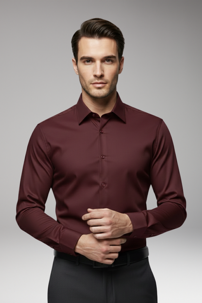 Men's Slim Fit Dress Shirt Pointed Collar Button Front