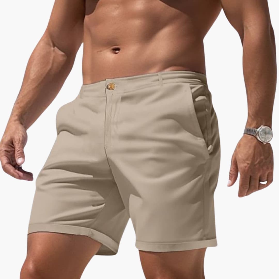 Men's Slim Fit Shorts Zipper Closure Cuffed Hems