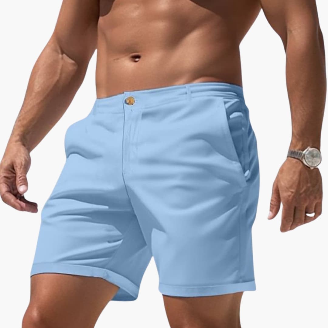 Men's Slim Fit Shorts Zipper Closure Cuffed Hems