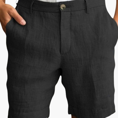 Men's Straight Leg Shorts Cotton Cuffed Hems Beige