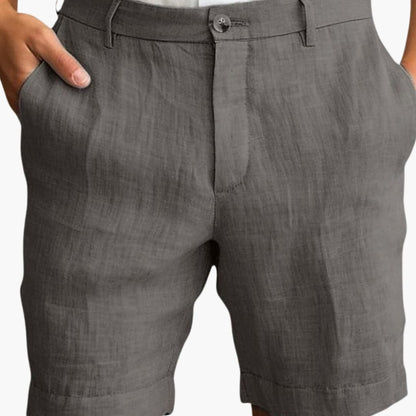 Men's Straight Leg Shorts Cotton Cuffed Hems Beige
