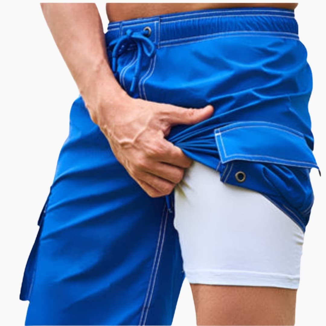 Men's Swim Shorts Stretch Fabric Inner Lining Cargo Pocket