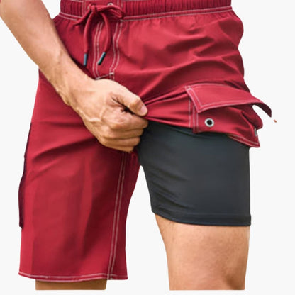 Men's Swim Shorts Stretch Fabric Inner Lining Cargo Pocket