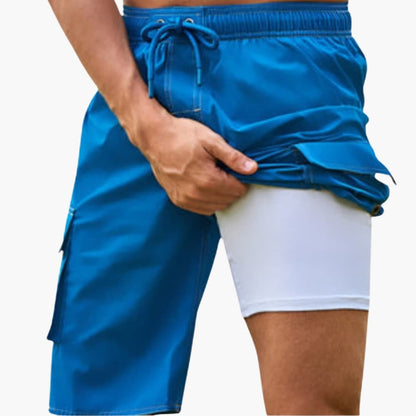 Men's Swim Shorts Stretch Fabric Inner Lining Cargo Pocket