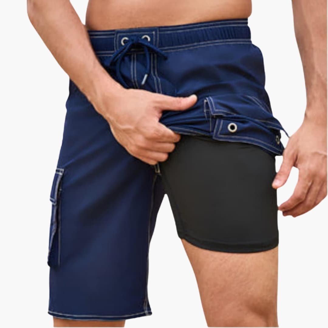 Men's Swim Shorts Stretch Fabric Inner Lining Cargo Pocket