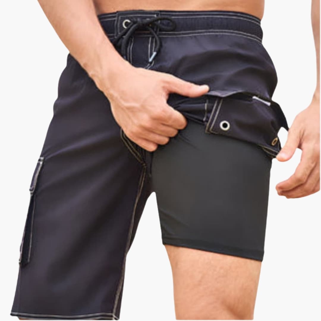 Men's Swim Shorts Stretch Fabric Inner Lining Cargo Pocket