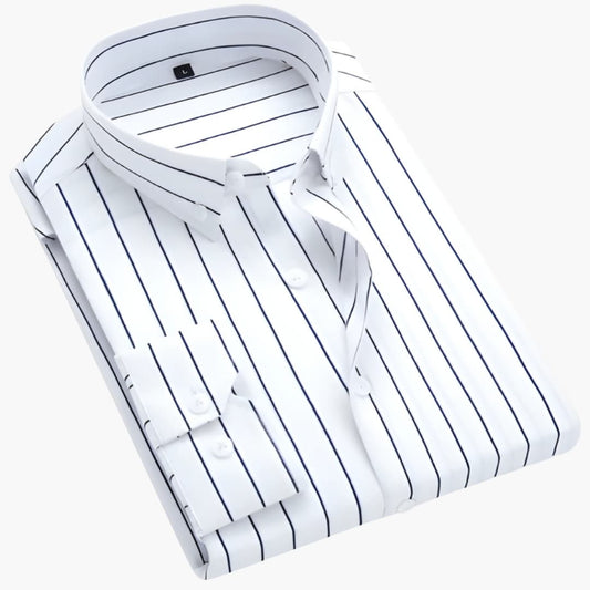 Men's Long Sleeve Striped Button-Down Shirt - VibreMode