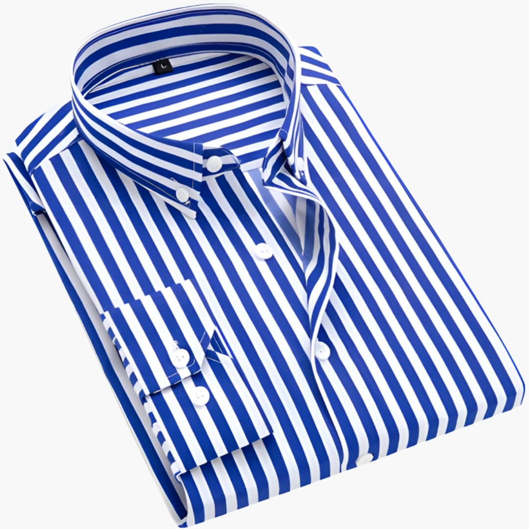 Men's Long Sleeve Striped Button-Down Shirt