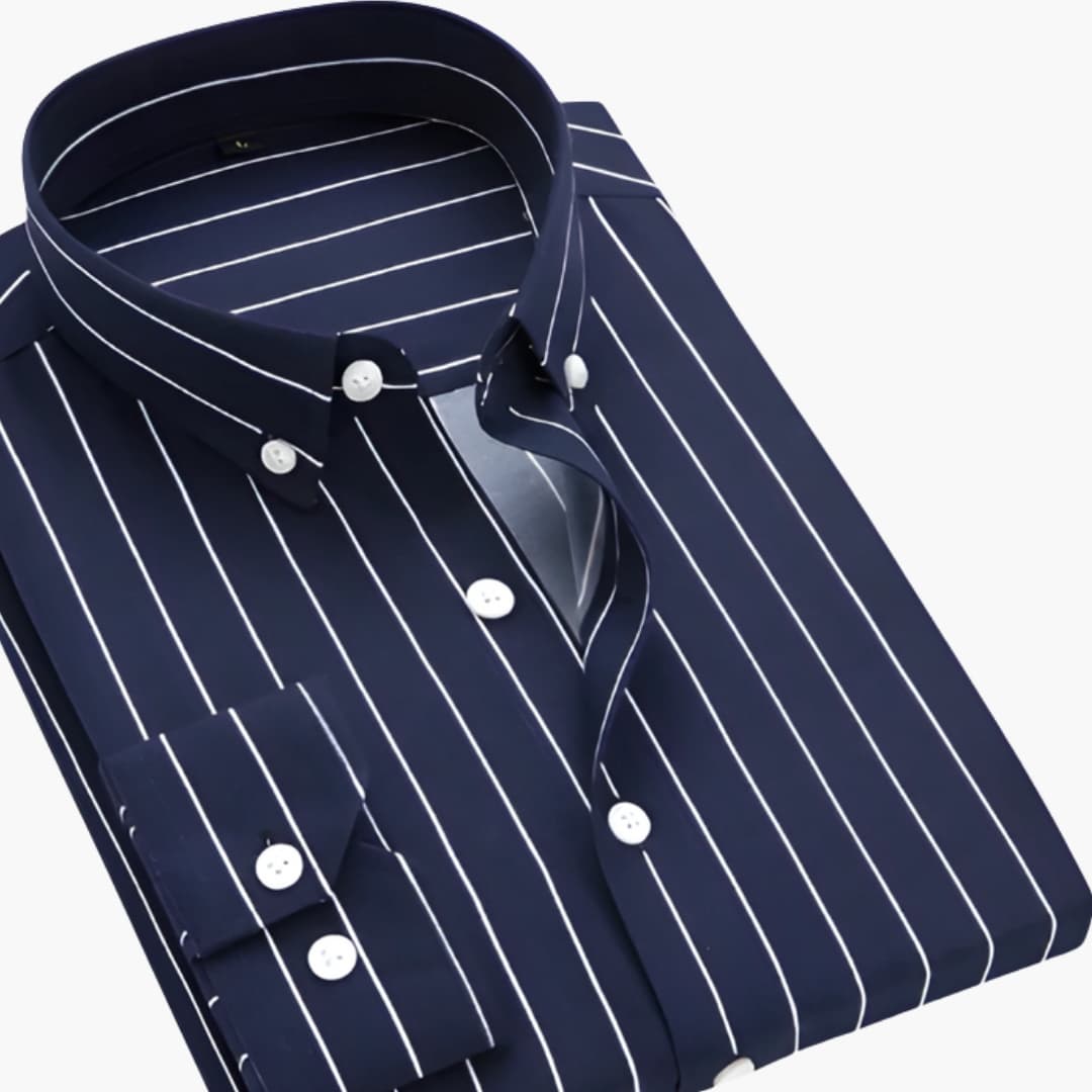 Men's Long Sleeve Striped Button-Down Shirt
