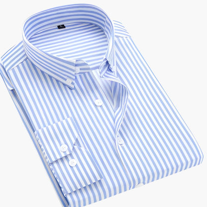 Men's Long Sleeve Striped Button-Down Shirt