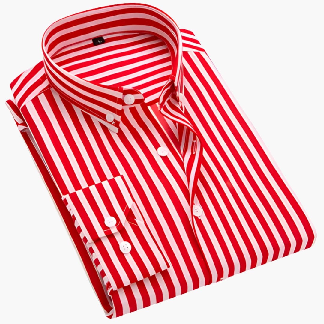 Men's Long Sleeve Striped Button-Down Shirt