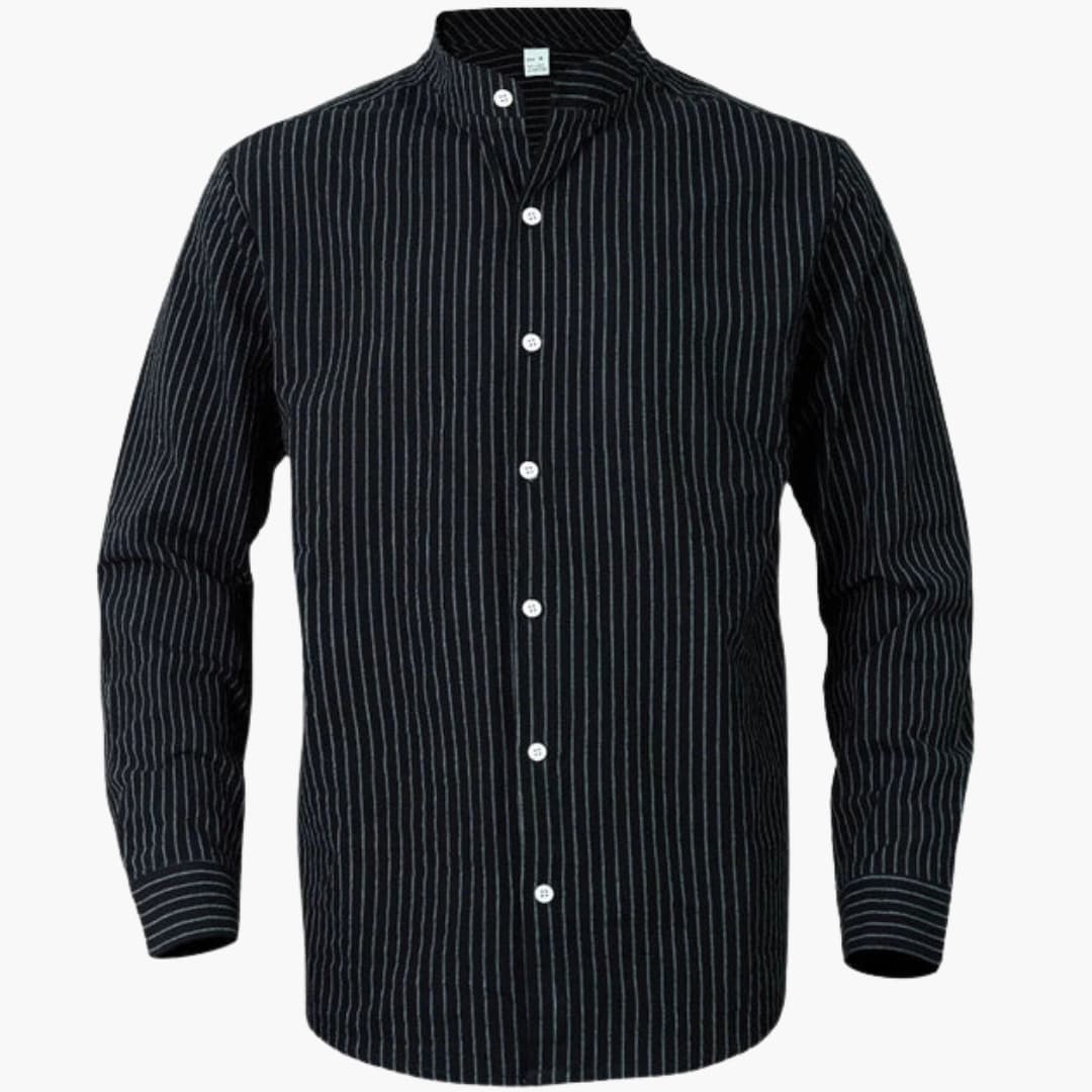 Men's Long Sleeve Button-Down Shirt Striped Cotton - VibreMode