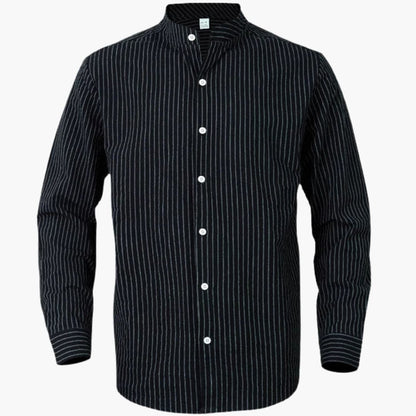 Men's Long Sleeve Button-Down Shirt Striped Cotton - VibreMode