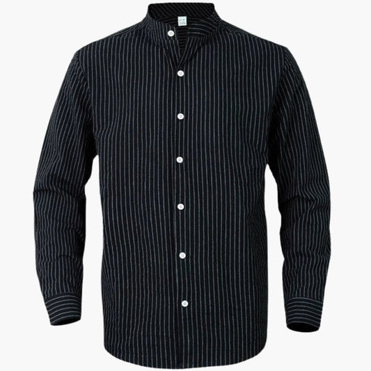 Men's Long Sleeve Button-Down Shirt Striped Cotton - VibreMode