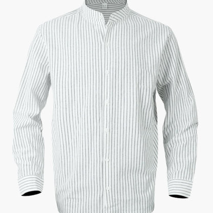 Men's Long Sleeve Button-Down Shirt Striped Cotton