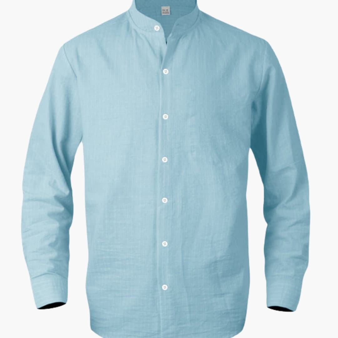 Men's Long Sleeve Button-Down Shirt Striped Cotton
