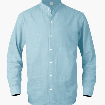 Men's Long Sleeve Button-Down Shirt Striped Cotton