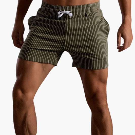 Men's Striped Elastic Waist Shorts - VibreMode